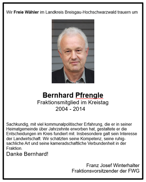 Nachruf Bernhard Pfrengle